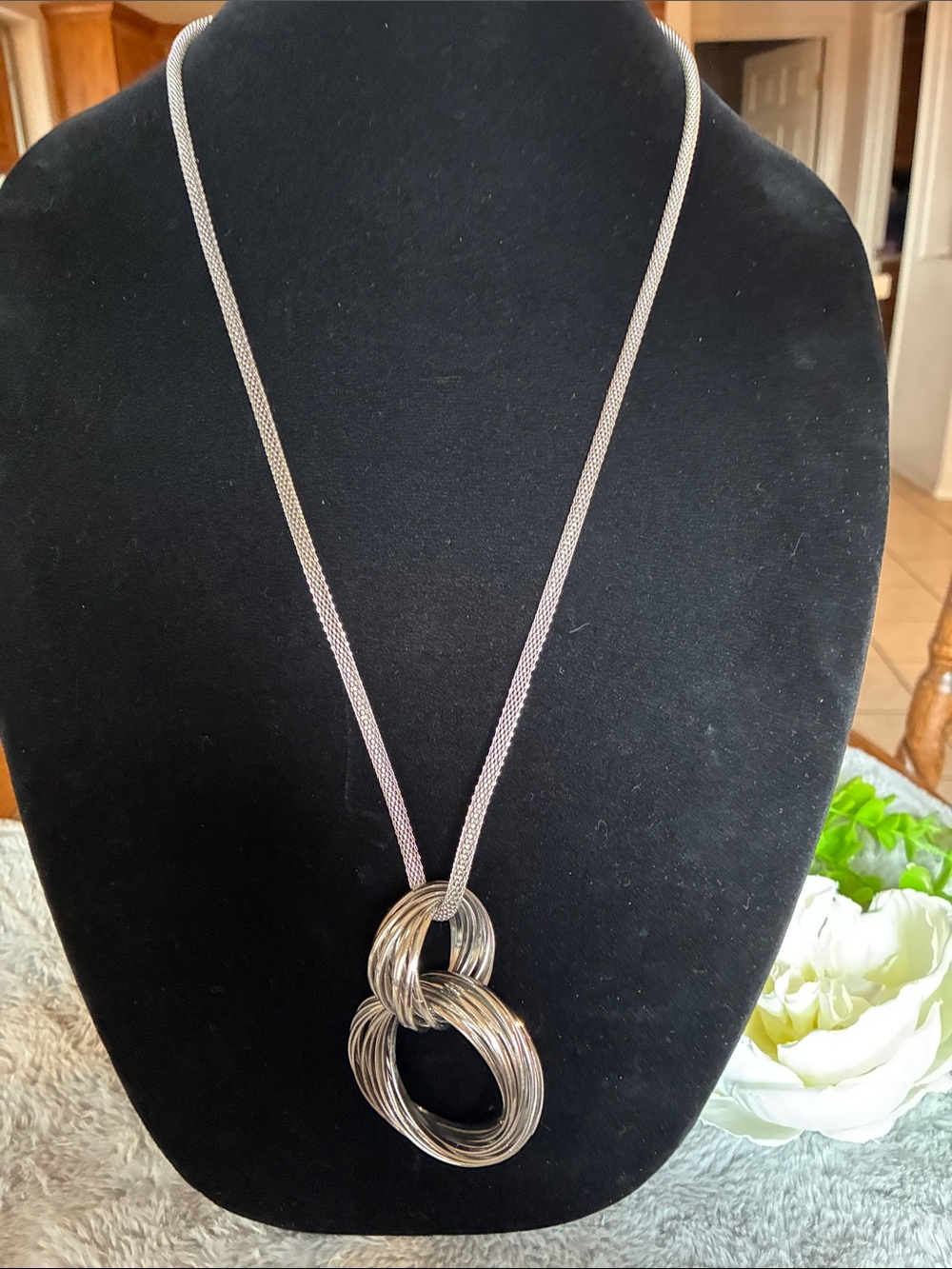 Silver Multi-Ring Pendant Necklace - Women Jewelry